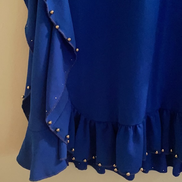 Blue Ruffle Bead Detail Dress - Picture 2 of 5
